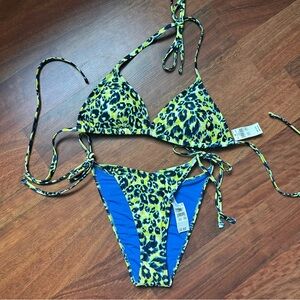 NEW Aerie Leopard Print Neon Bikini | M Top, S Bottoms